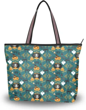 JSTEL Tote Bag for Women with Zipper,Polyester Tote Purse Holiday Tote Bag Work Handbag Women Gift