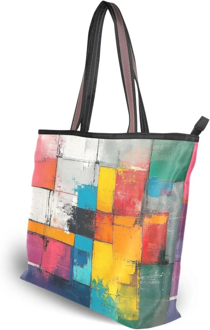 JSTEL Tote Bag for Women with Zipper,Polyester Tote Purse Holiday Tote Bag Work Handbag Women Gift