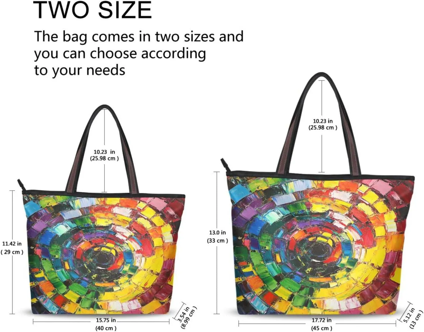 JSTEL Tote Bag for Women with Zipper,Polyester Tote Purse Holiday Tote Bag Work Handbag Women Gift