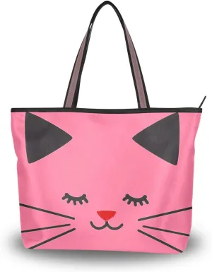 JSTEL Tote Bag for Women with Zipper,Polyester Tote Purse Holiday Tote Bag Work Handbag Women Gift