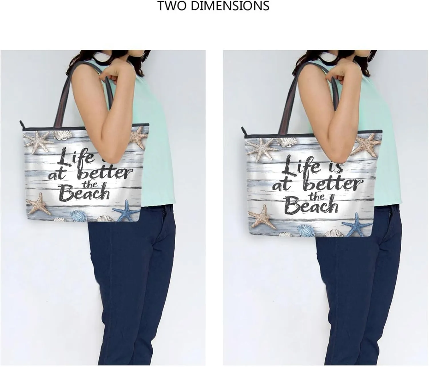 JSTEL Tote Bag for Women with Zipper,Polyester Tote Purse Holiday Tote Bag Work Handbag Women Gift