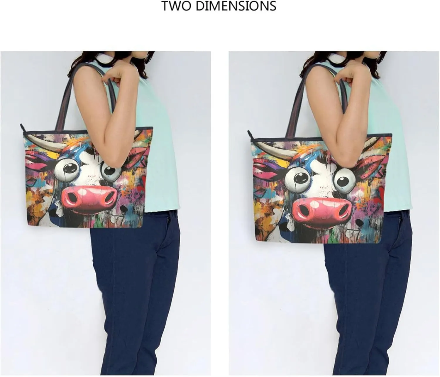 JSTEL Tote Bag for Women with Zipper,Polyester Tote Purse Holiday Tote Bag Work Handbag Women Gift