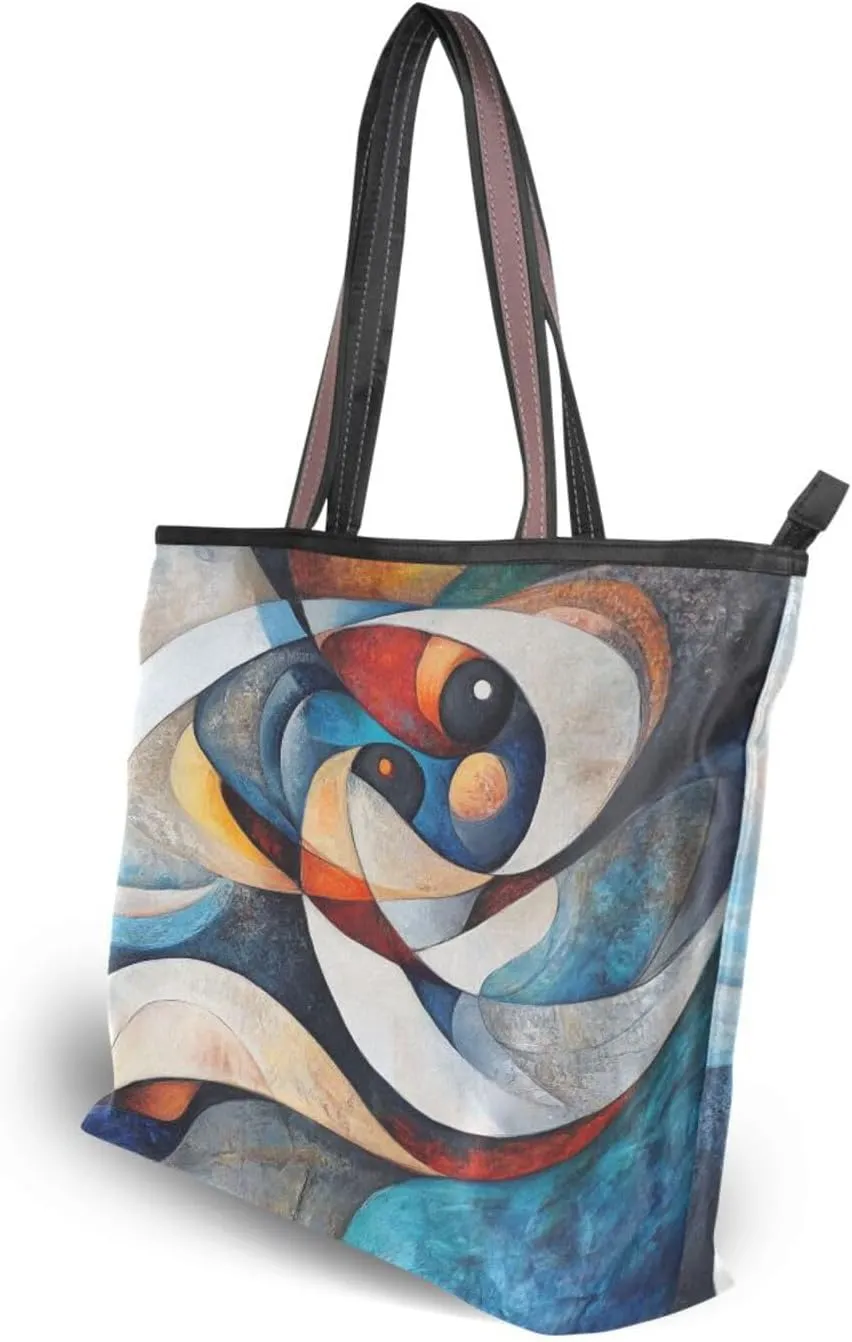 JSTEL Tote Bag for Women with Zipper,Polyester Tote Purse Holiday Tote Bag Work Handbag Women Gift