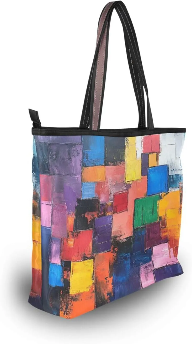 JSTEL Tote Bag for Women with Zipper,Polyester Tote Purse Holiday Tote Bag Work Handbag Women Gift
