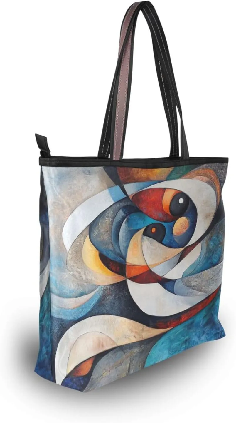 JSTEL Tote Bag for Women with Zipper,Polyester Tote Purse Holiday Tote Bag Work Handbag Women Gift