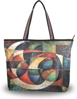 JSTEL Tote Bag for Women with Zipper,Polyester Tote Purse Holiday Tote Bag Work Handbag Women Gift