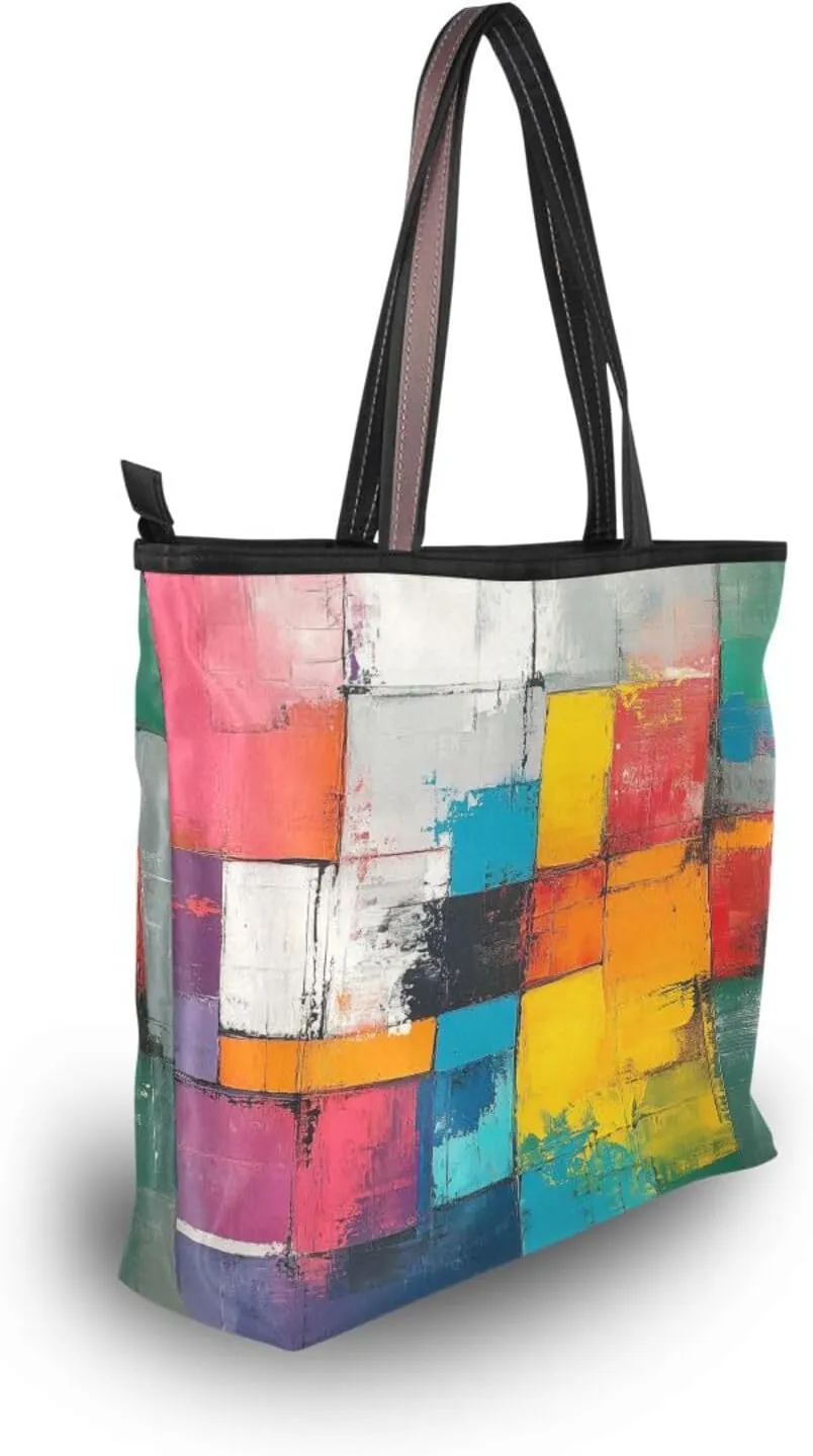 JSTEL Tote Bag for Women with Zipper,Polyester Tote Purse Holiday Tote Bag Work Handbag Women Gift