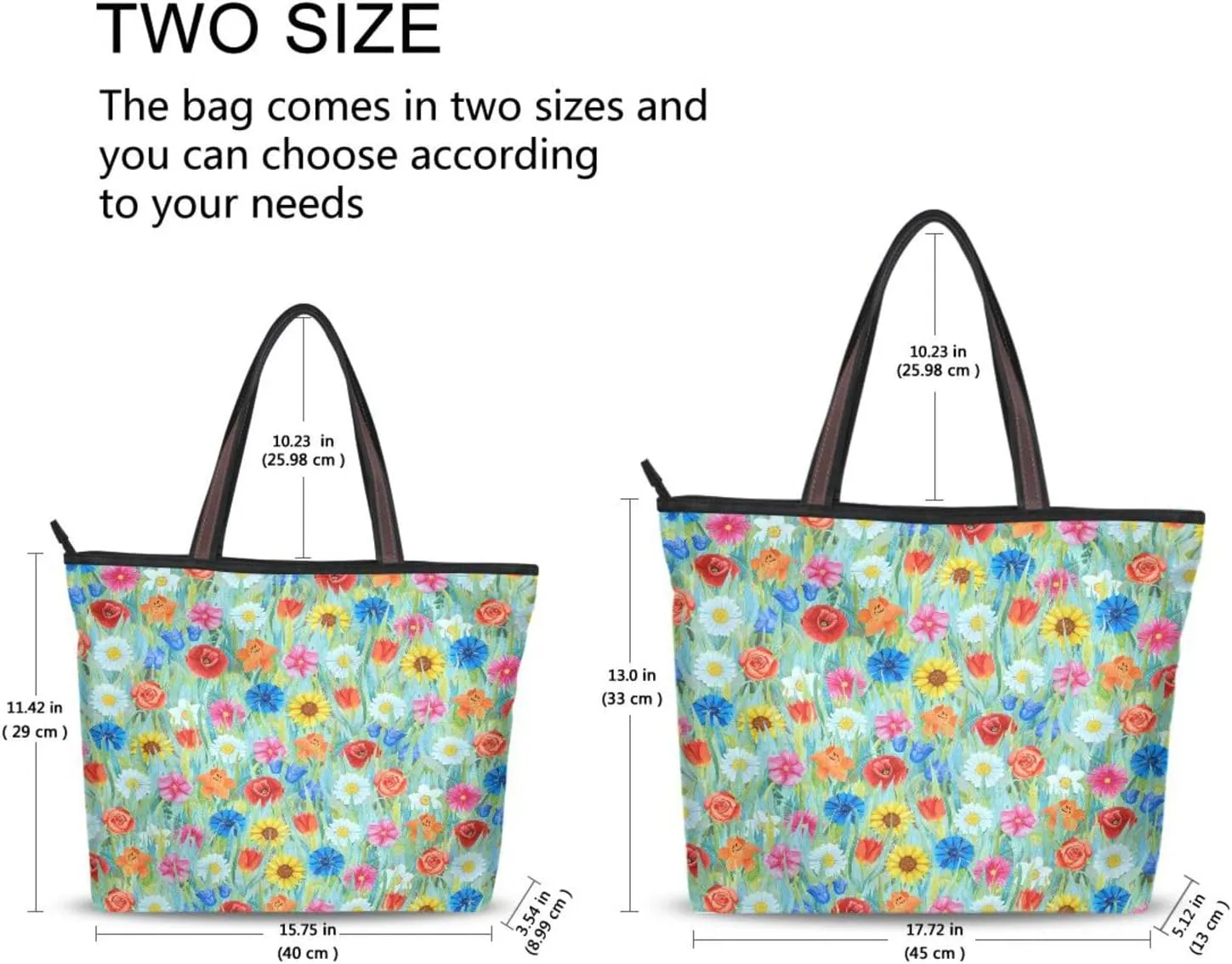 JSTEL Tote Bag for Women with Zipper,Polyester Tote Purse Holiday Tote Bag Work Handbag Women Gift
