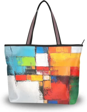 JSTEL Tote Bag for Women with Zipper,Polyester Tote Purse Holiday Tote Bag Work Handbag Women Gift
