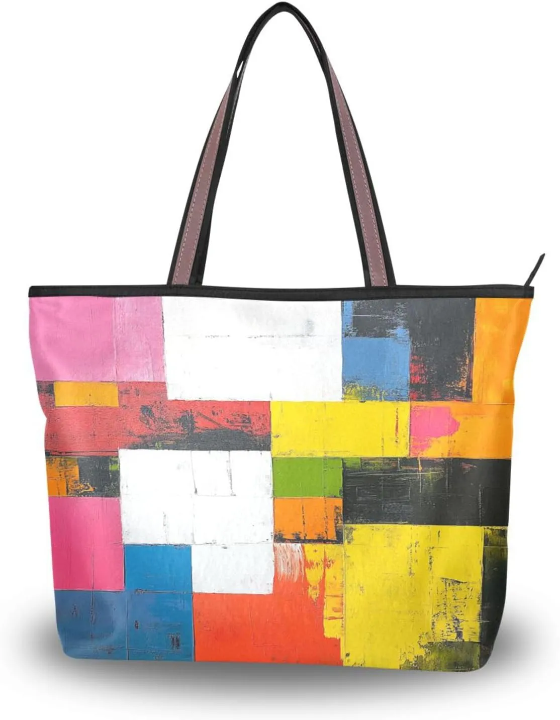 JSTEL Tote Bag for Women with Zipper,Polyester Tote Purse Holiday Tote Bag Work Handbag Women Gift
