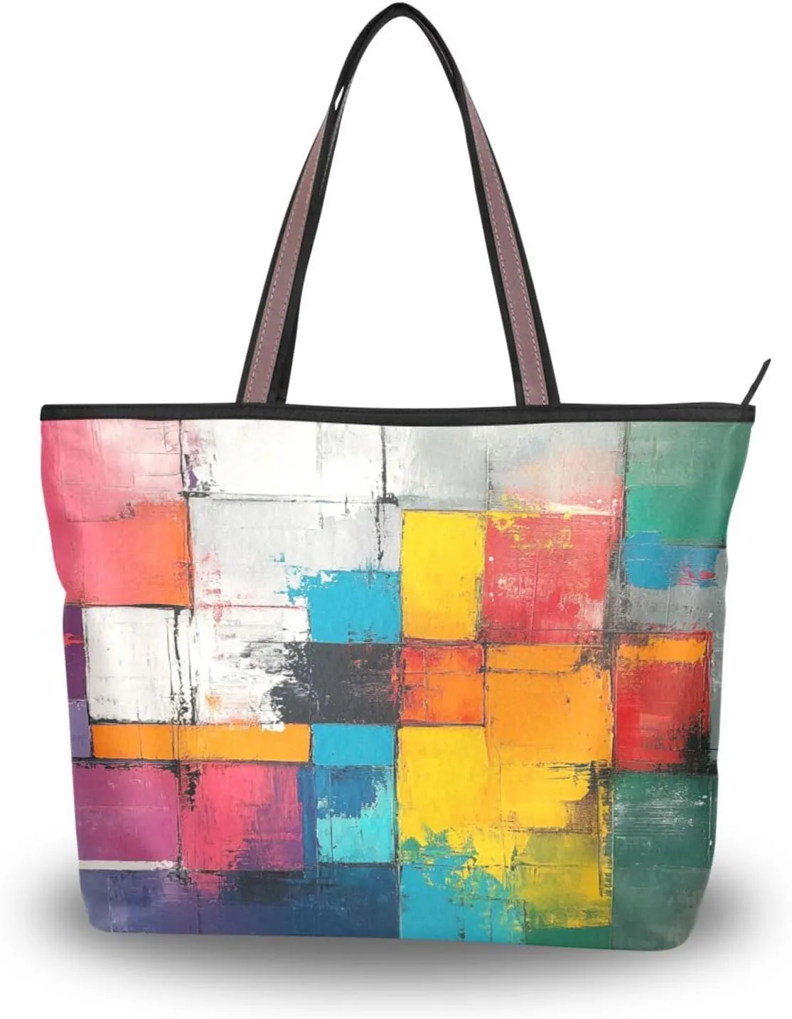 JSTEL Tote Bag for Women with Zipper,Polyester Tote Purse Holiday Tote Bag Work Handbag Women Gift