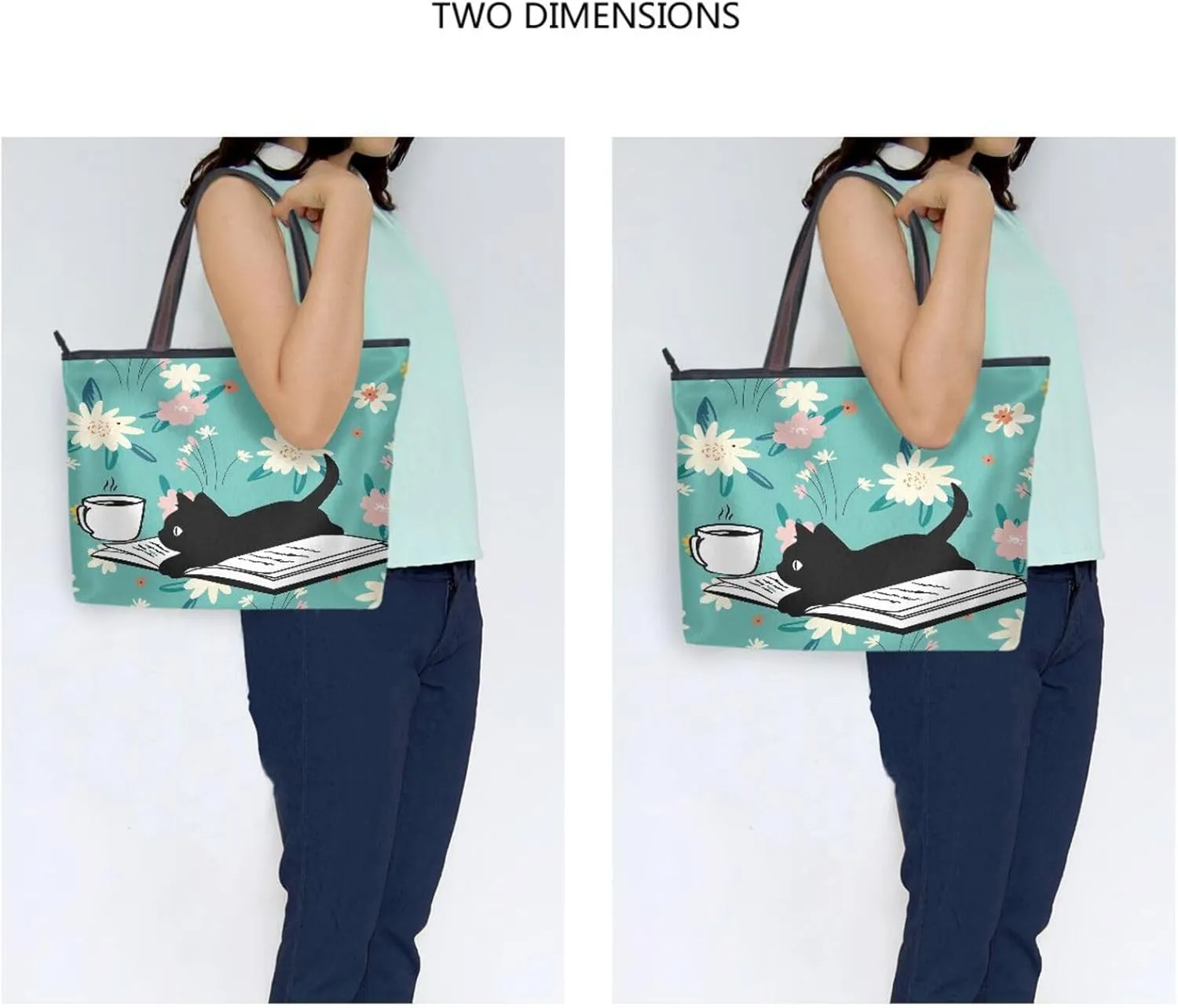JSTEL Tote Bag for Women with Zipper,Polyester Tote Purse Holiday Tote Bag Work Handbag Women Gift