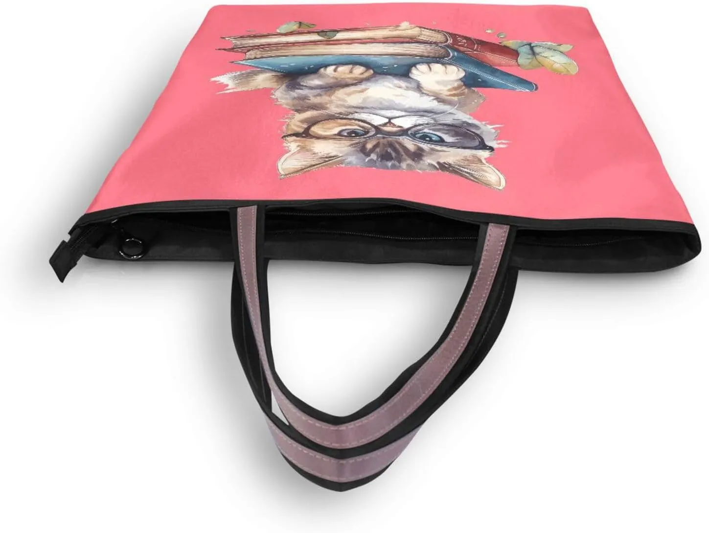 JSTEL Tote Bag for Women with Zipper,Polyester Tote Purse Holiday Tote Bag Work Handbag Women Gift