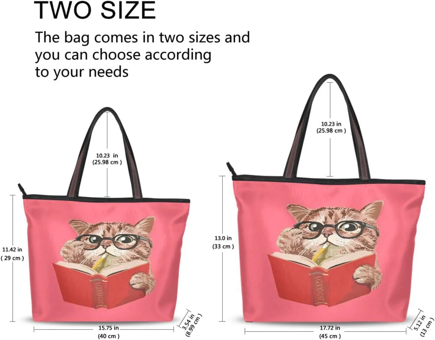 JSTEL Tote Bag for Women with Zipper,Polyester Tote Purse Holiday Tote Bag Work Handbag Women Gift