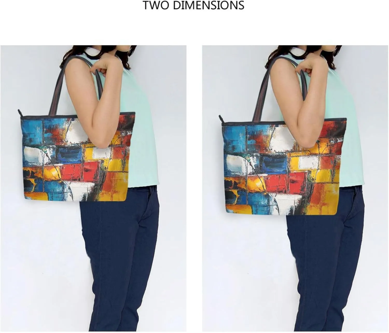 JSTEL Tote Bag for Women with Zipper,Polyester Tote Purse Holiday Tote Bag Work Handbag Women Gift