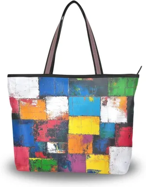 JSTEL Tote Bag for Women with Zipper,Polyester Tote Purse Holiday Tote Bag Work Handbag Women Gift