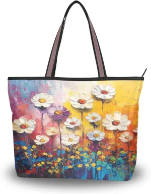 JSTEL Tote Bag for Women with Zipper,Polyester Tote Purse Holiday Tote Bag Work Handbag Women Gift