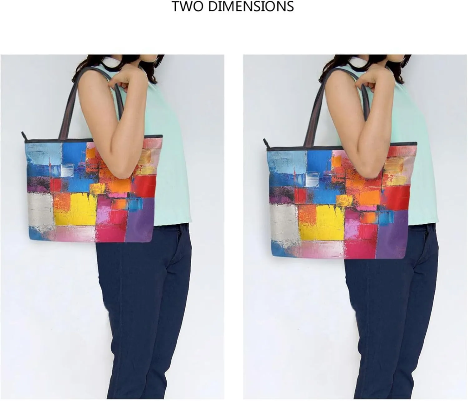 JSTEL Tote Bag for Women with Zipper,Polyester Tote Purse Holiday Tote Bag Work Handbag Women Gift