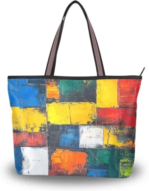 JSTEL Tote Bag for Women with Zipper,Polyester Tote Purse Holiday Tote Bag Work Handbag Women Gift