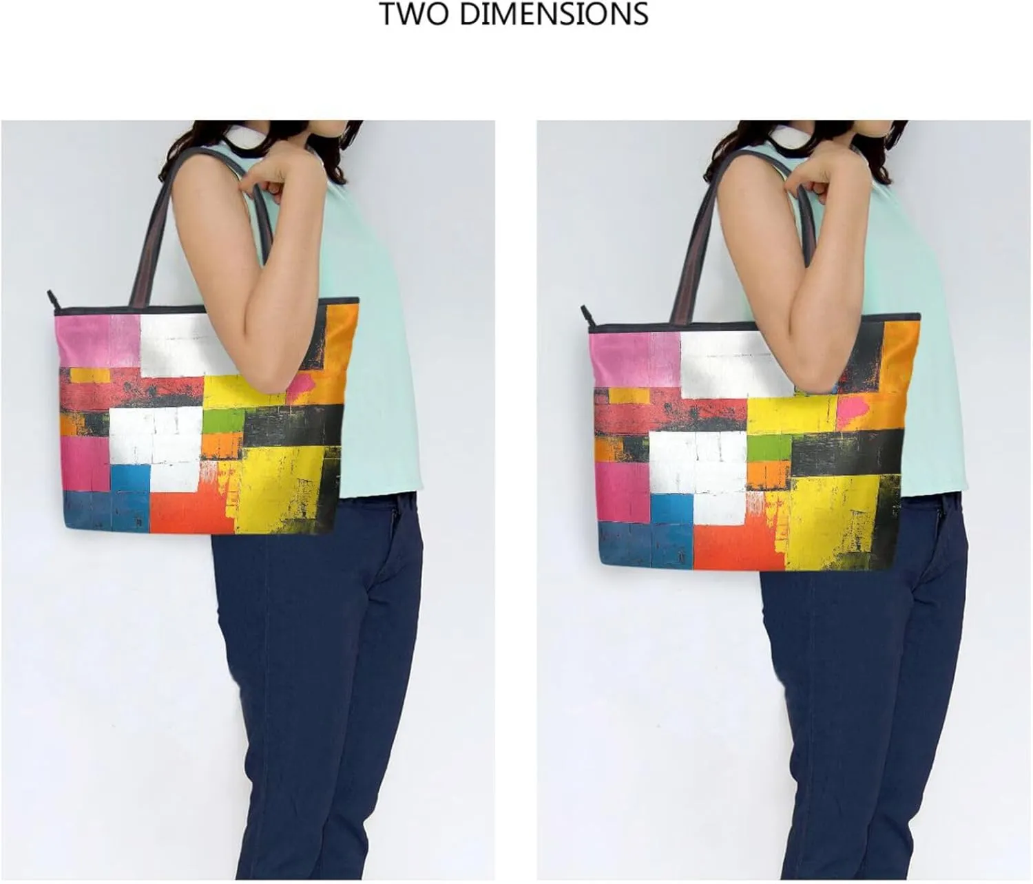 JSTEL Tote Bag for Women with Zipper,Polyester Tote Purse Holiday Tote Bag Work Handbag Women Gift