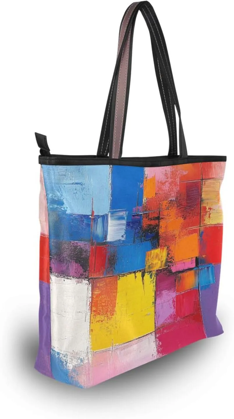 JSTEL Tote Bag for Women with Zipper,Polyester Tote Purse Holiday Tote Bag Work Handbag Women Gift