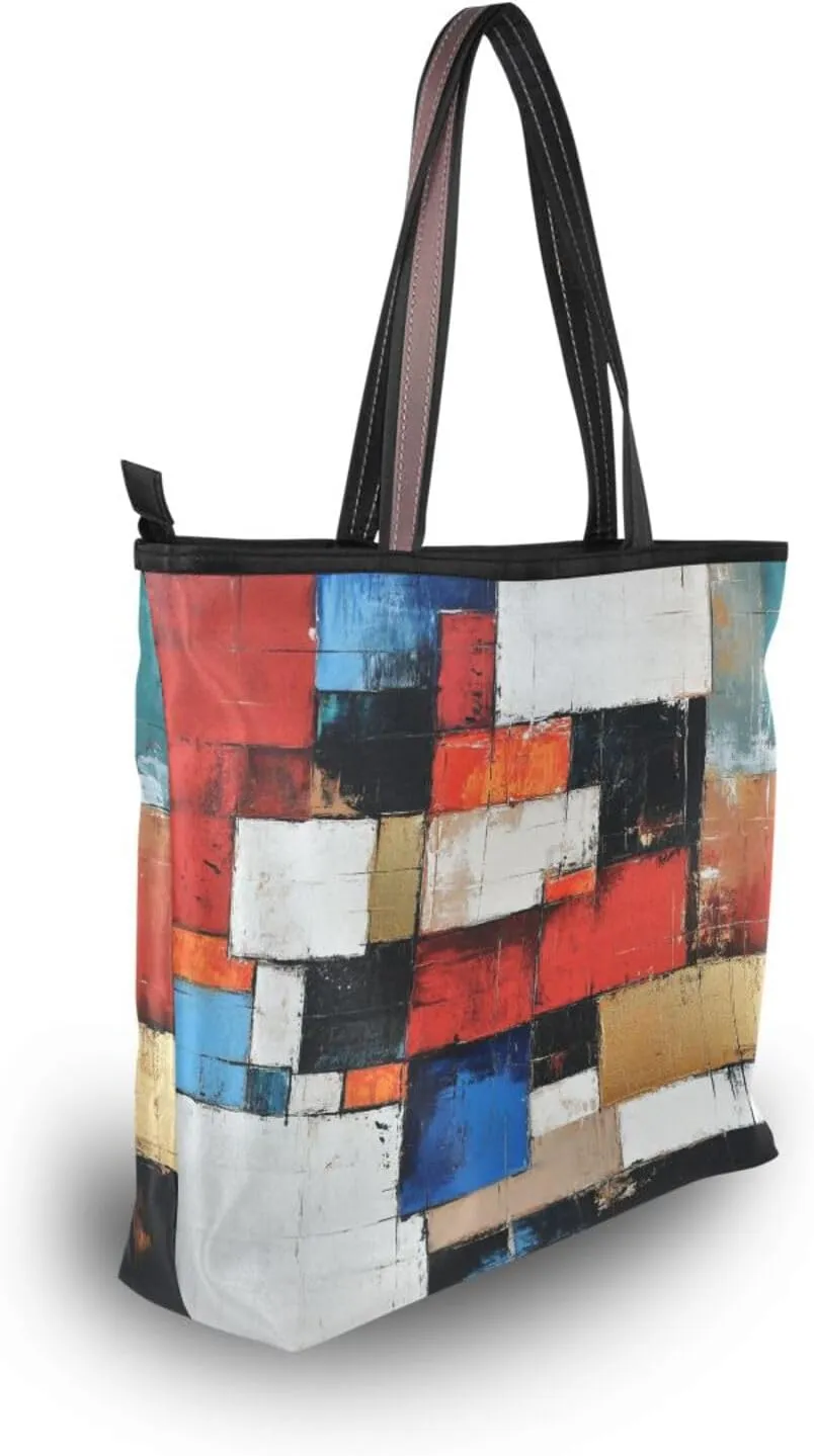 JSTEL Tote Bag for Women with Zipper,Polyester Tote Purse Holiday Tote Bag Work Handbag Women Gift
