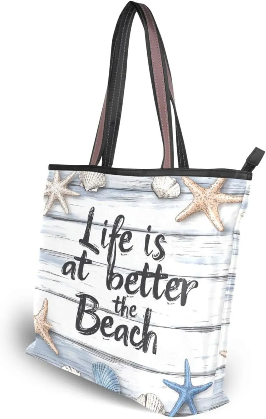 JSTEL Tote Bag for Women with Zipper,Polyester Tote Purse Holiday Tote Bag Work Handbag Women Gift