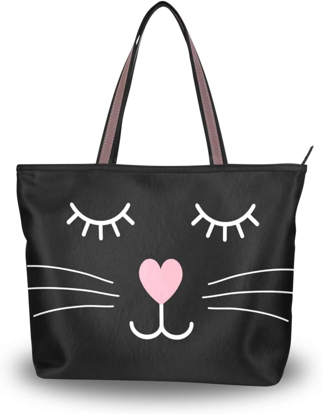JSTEL Tote Bag for Women with Zipper,Polyester Tote Purse Holiday Tote Bag Work Handbag Women Gift