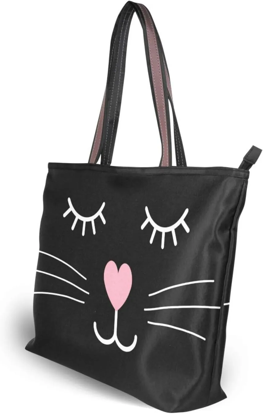 JSTEL Tote Bag for Women with Zipper,Polyester Tote Purse Holiday Tote Bag Work Handbag Women Gift