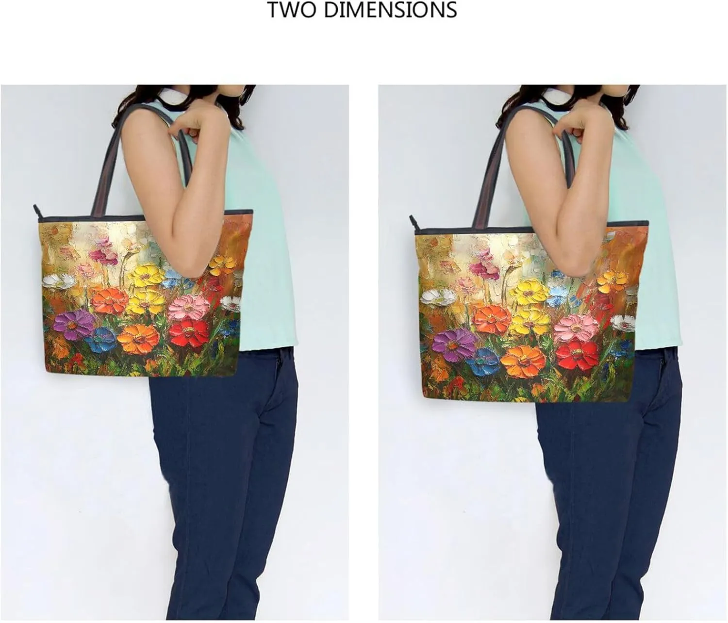 JSTEL Tote Bag for Women with Zipper,Polyester Tote Purse Holiday Tote Bag Work Handbag Women Gift