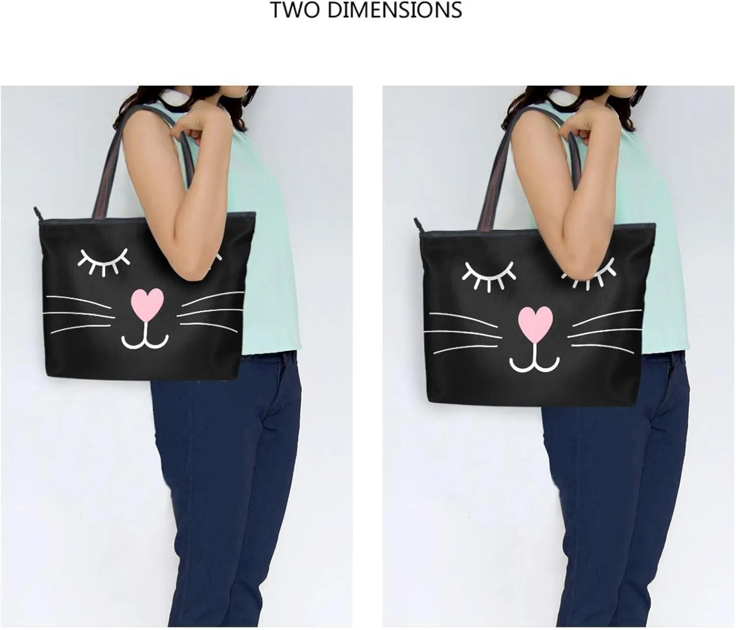 JSTEL Tote Bag for Women with Zipper,Polyester Tote Purse Holiday Tote Bag Work Handbag Women Gift