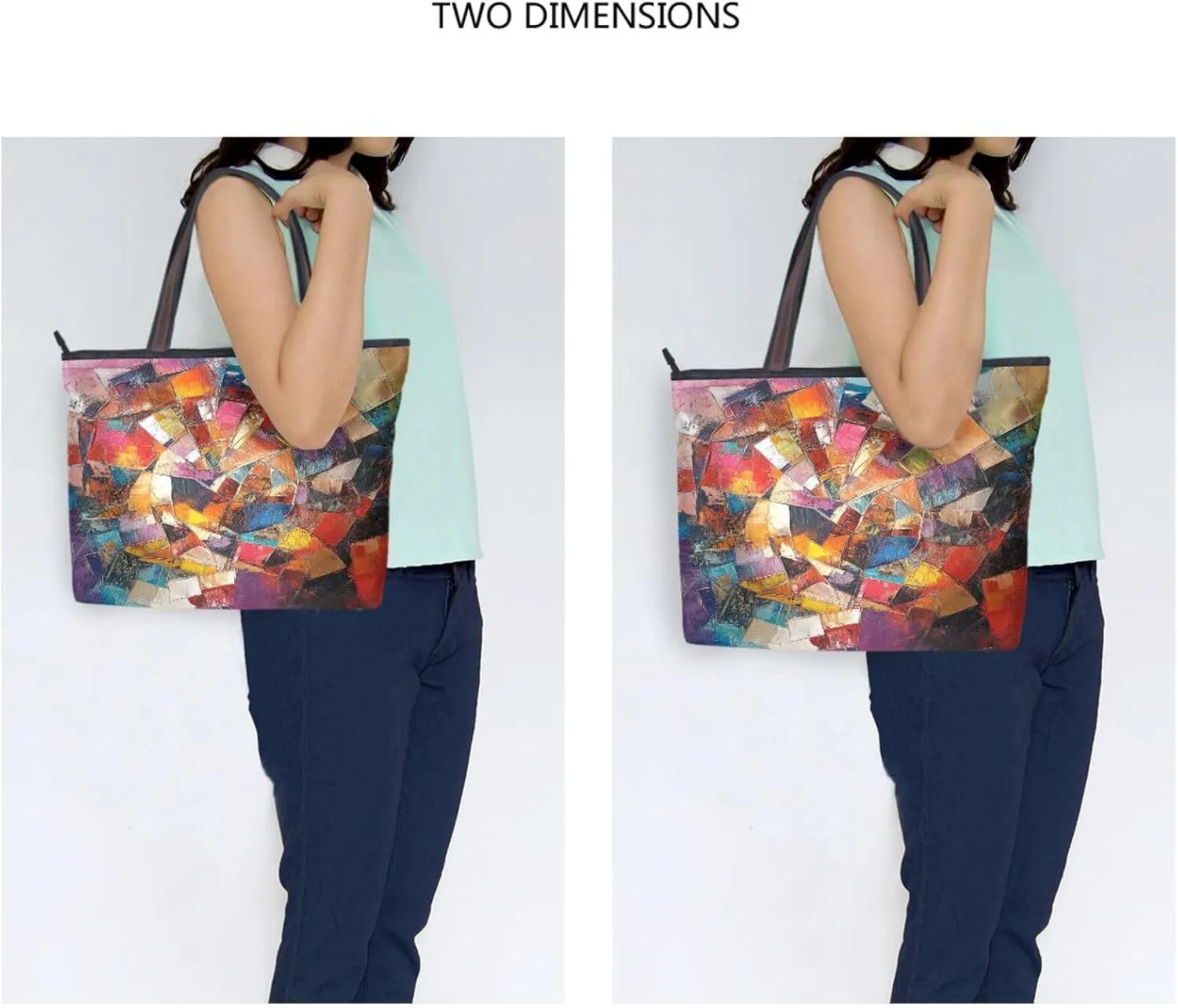 JSTEL Tote Bag for Women with Zipper,Polyester Tote Purse Holiday Tote Bag Work Handbag Women Gift