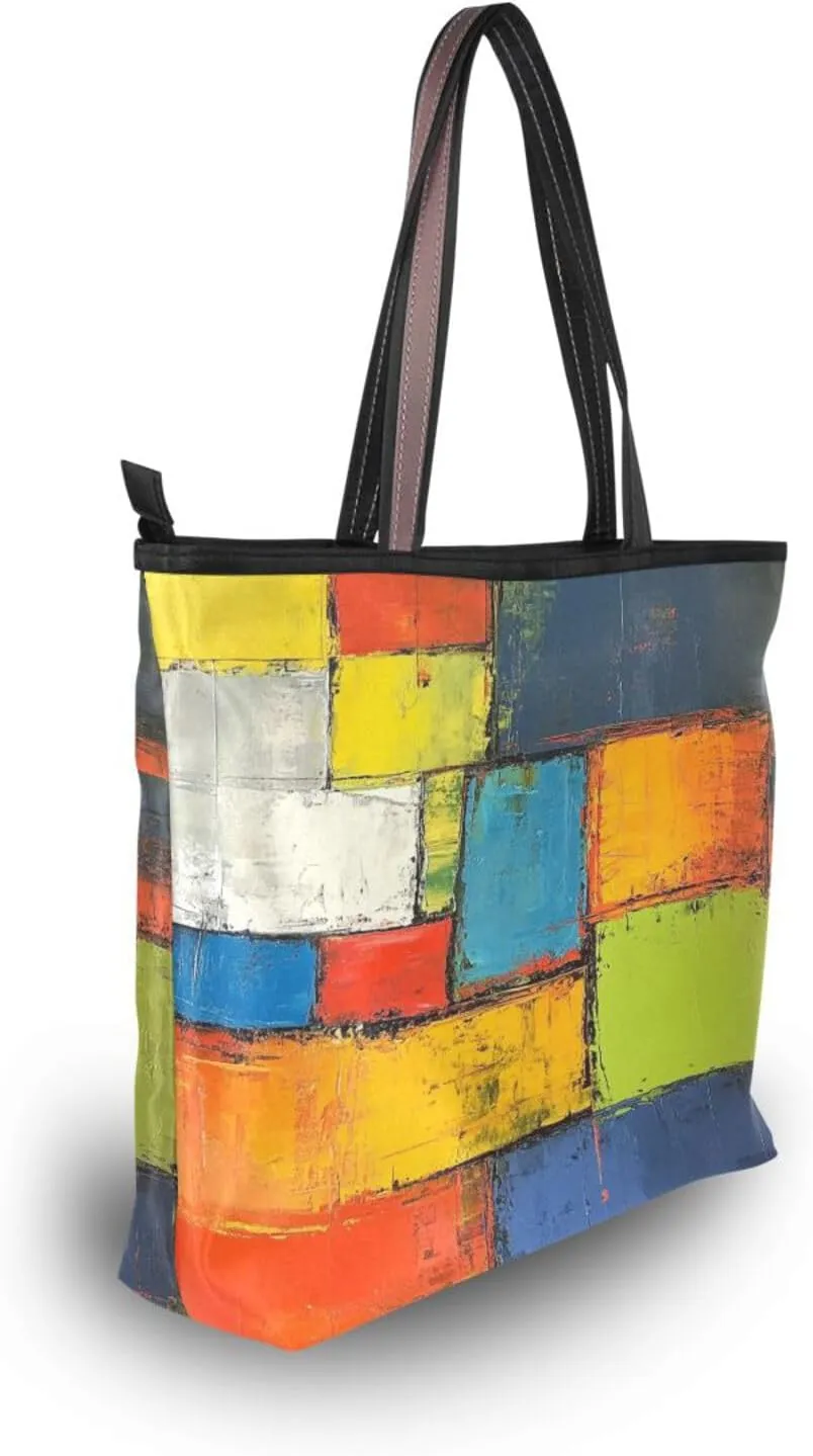 JSTEL Tote Bag for Women with Zipper,Polyester Tote Purse Holiday Tote Bag Work Handbag Women Gift