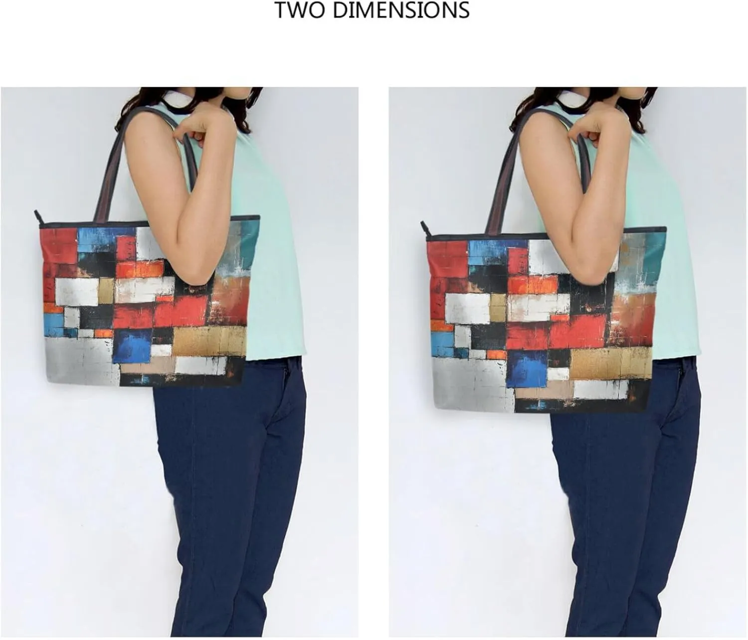 JSTEL Tote Bag for Women with Zipper,Polyester Tote Purse Holiday Tote Bag Work Handbag Women Gift