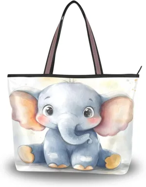 JSTEL Tote Bag for Women with Zipper,Polyester Tote Purse Holiday Tote Bag Work Handbag Women Gift