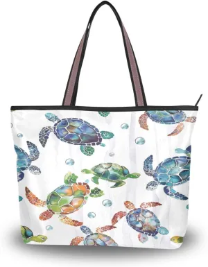 JSTEL Tote Bag for Women with Zipper,Polyester Tote Purse Holiday Tote Bag Work Handbag Women Gift
