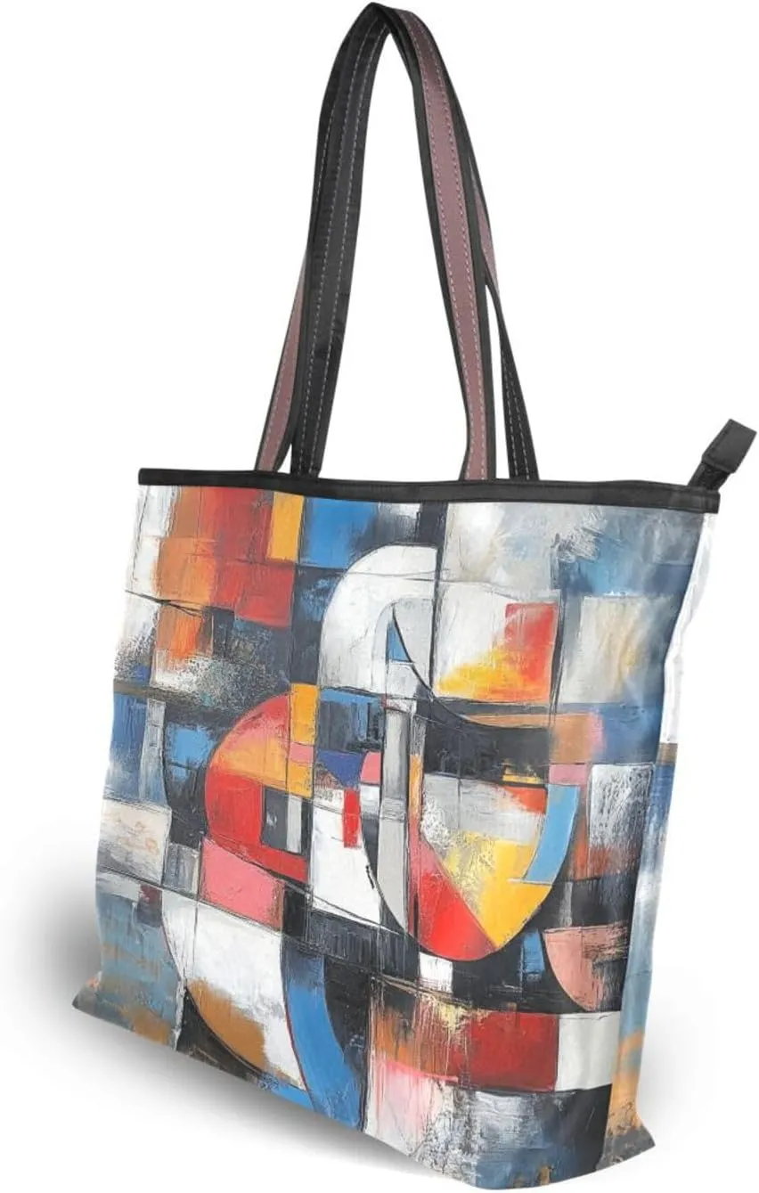 JSTEL Tote Bag for Women with Zipper,Polyester Tote Purse Holiday Tote Bag Work Handbag Women Gift
