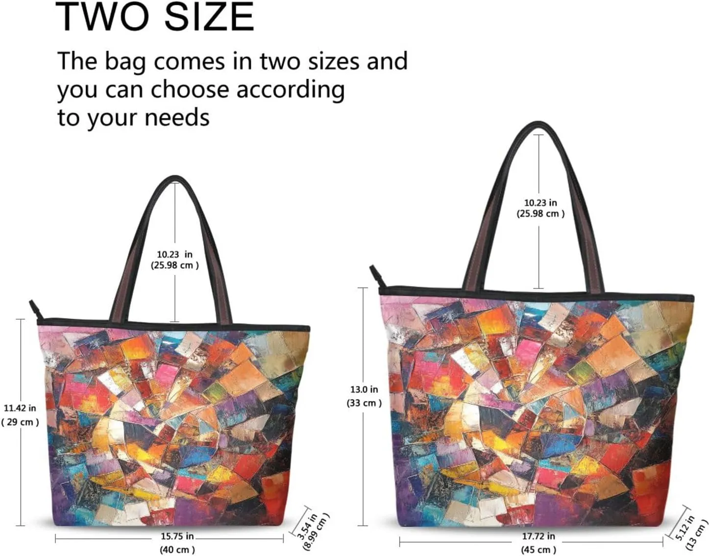 JSTEL Tote Bag for Women with Zipper,Polyester Tote Purse Holiday Tote Bag Work Handbag Women Gift