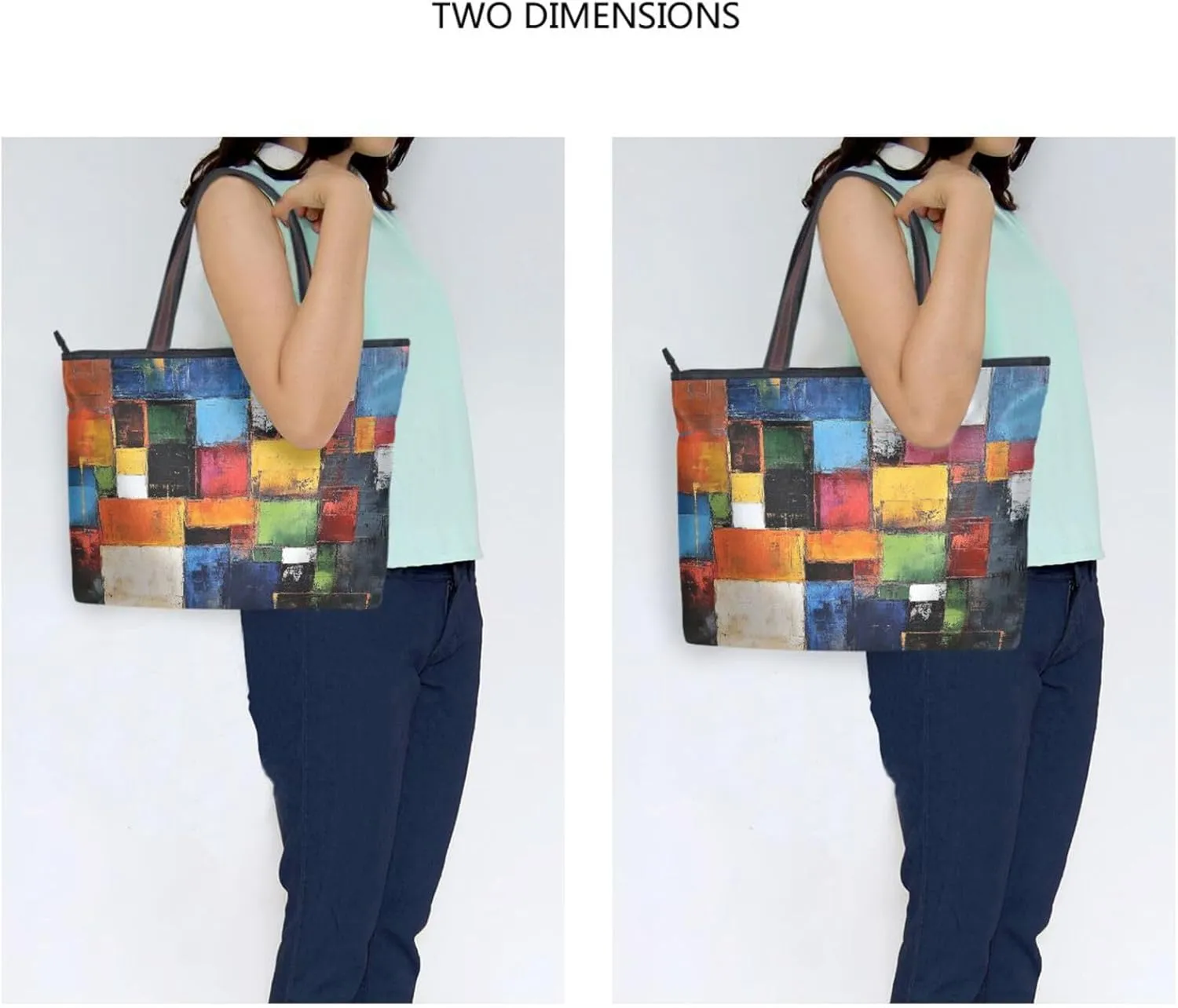 JSTEL Tote Bag for Women with Zipper,Polyester Tote Purse Holiday Tote Bag Work Handbag Women Gift