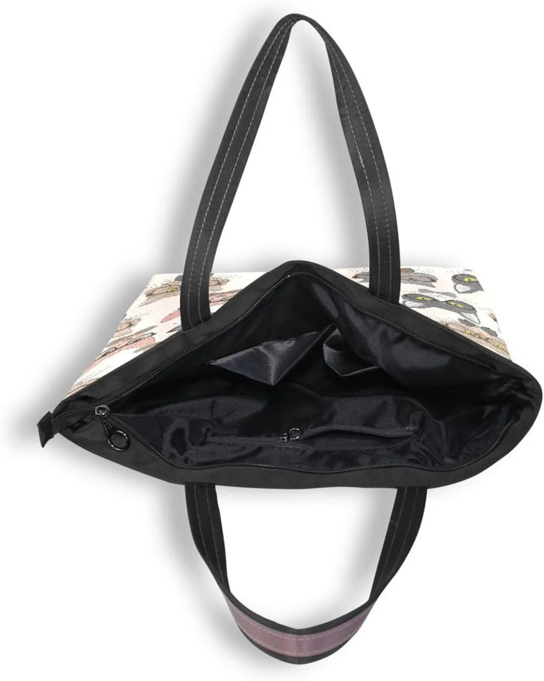 JSTEL Tote Bag for Women with Zipper,Polyester Tote Purse Holiday Tote Bag Work Handbag Women Gift