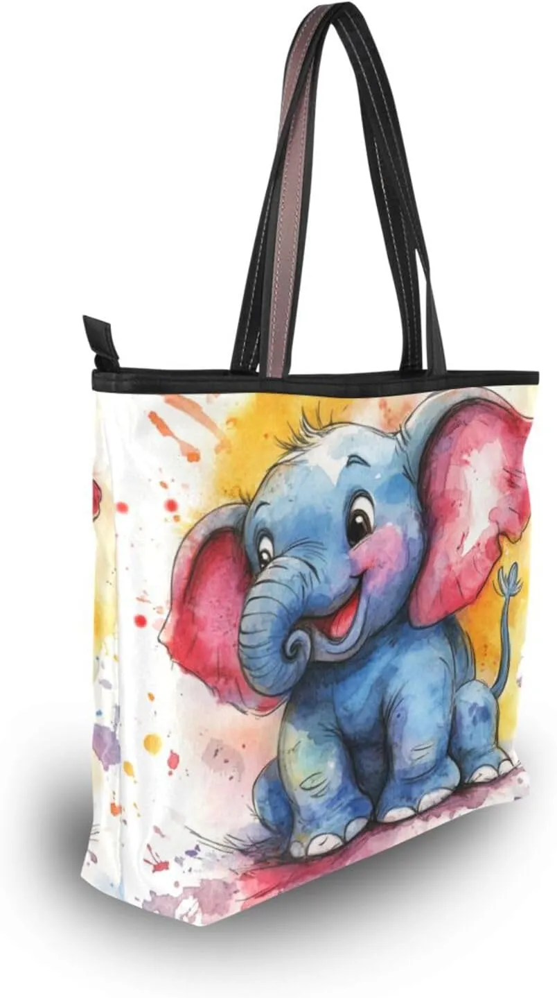 JSTEL Tote Bag for Women with Zipper,Polyester Tote Purse Holiday Tote Bag Work Handbag Women Gift