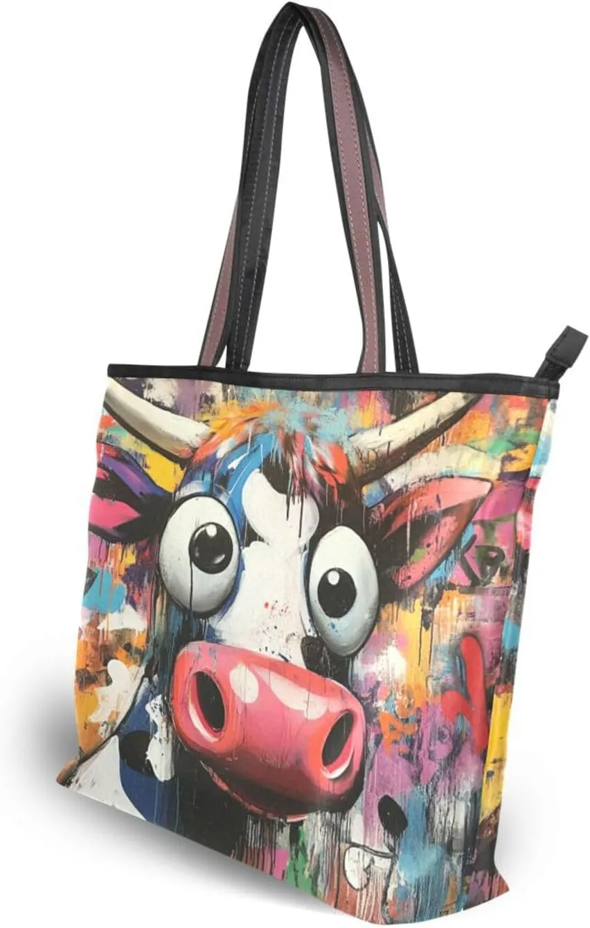 JSTEL Tote Bag for Women with Zipper,Polyester Tote Purse Holiday Tote Bag Work Handbag Women Gift