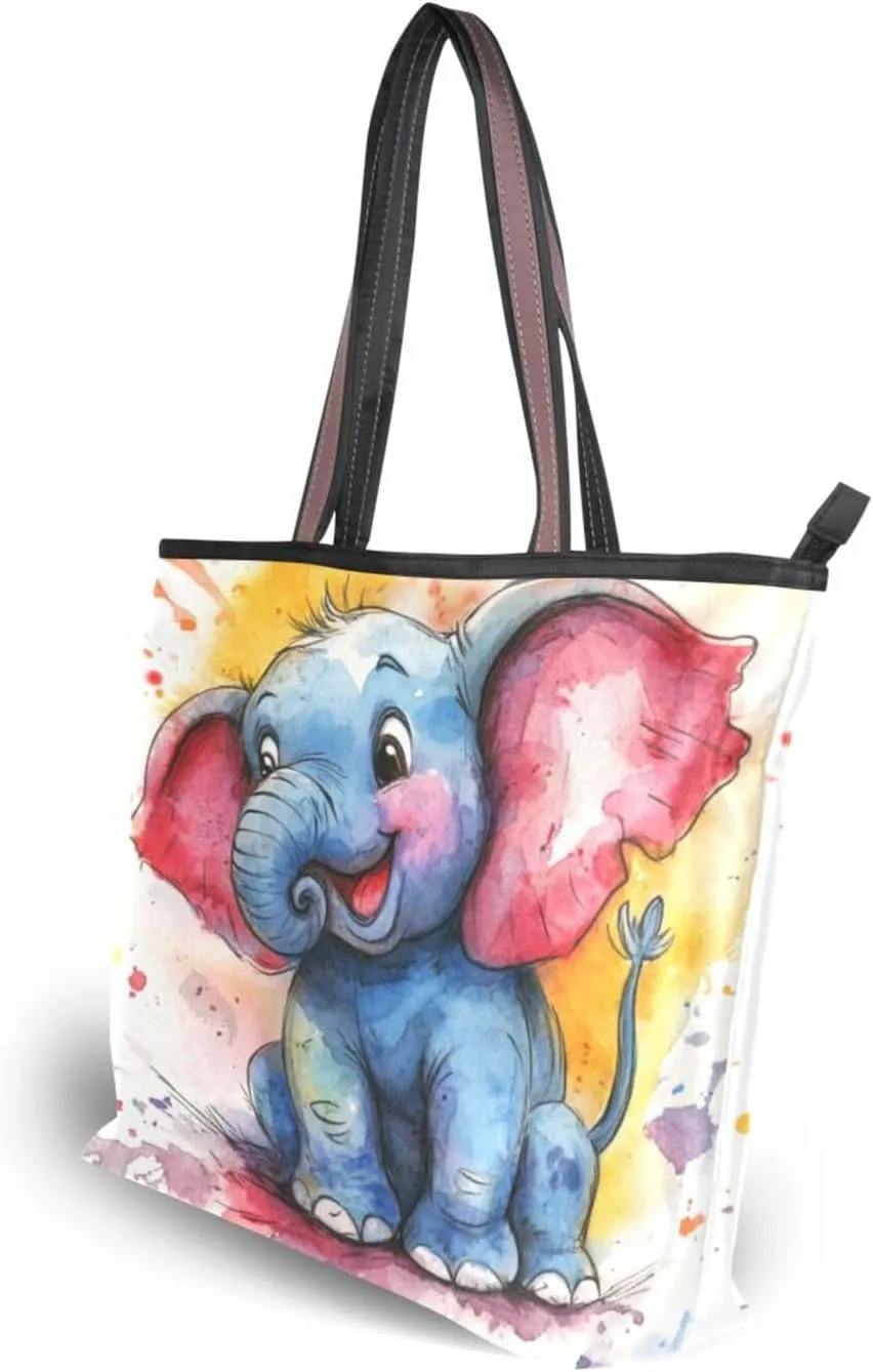 JSTEL Tote Bag for Women with Zipper,Polyester Tote Purse Holiday Tote Bag Work Handbag Women Gift
