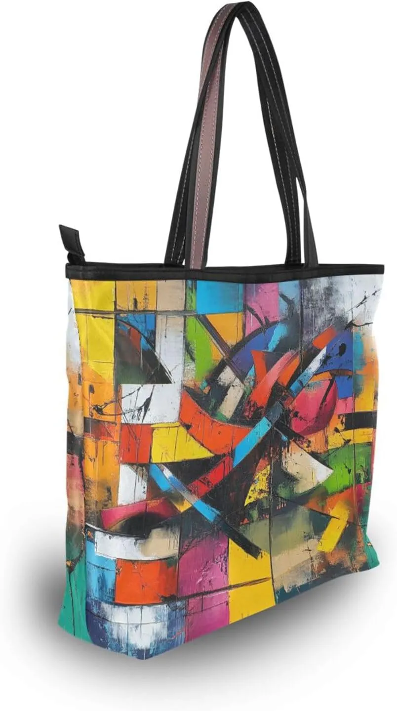 JSTEL Tote Bag for Women with Zipper,Polyester Tote Purse Holiday Tote Bag Work Handbag Women Gift