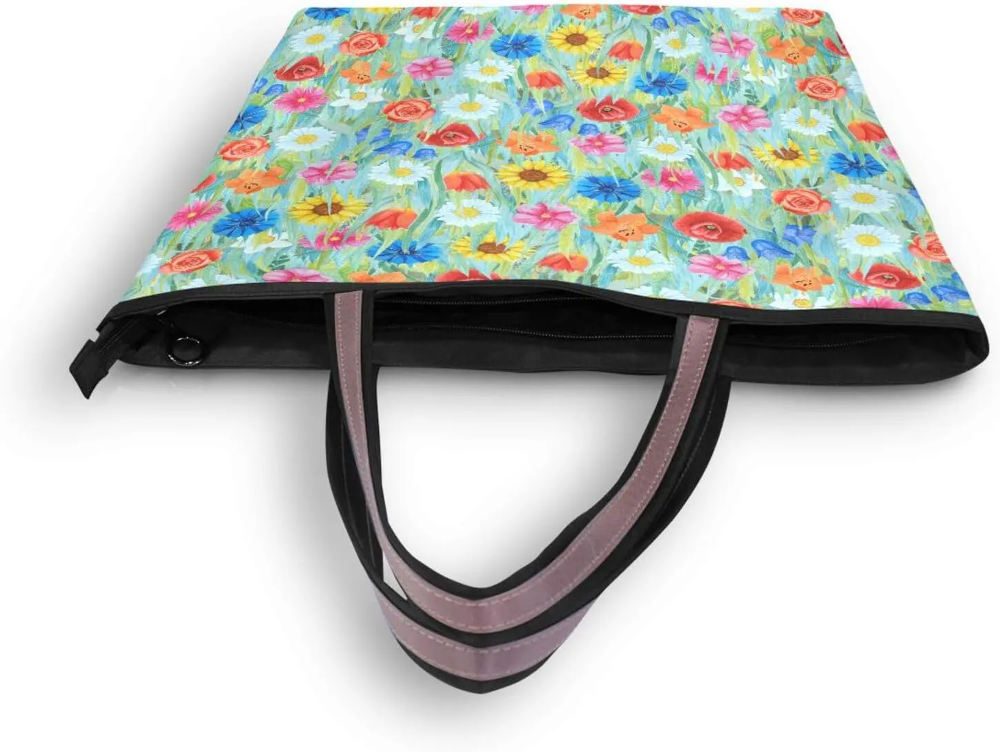 JSTEL Tote Bag for Women with Zipper,Polyester Tote Purse Holiday Tote Bag Work Handbag Women Gift