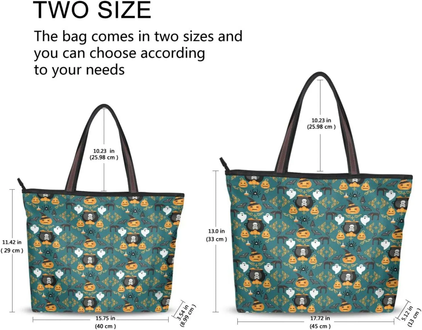 JSTEL Tote Bag for Women with Zipper,Polyester Tote Purse Holiday Tote Bag Work Handbag Women Gift