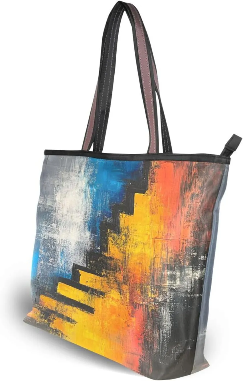 JSTEL Tote Bag for Women with Zipper,Polyester Tote Purse Holiday Tote Bag Work Handbag Women Gift