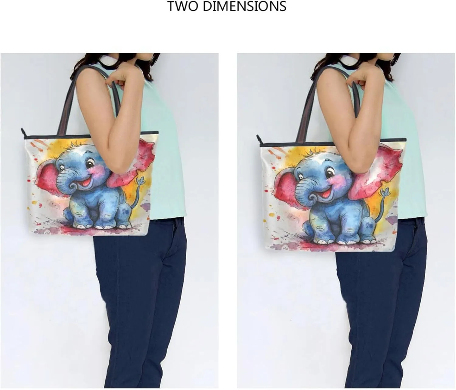 JSTEL Tote Bag for Women with Zipper,Polyester Tote Purse Holiday Tote Bag Work Handbag Women Gift