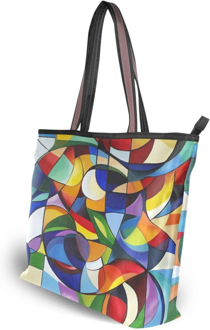 JSTEL Tote Bag for Women with Zipper,Polyester Tote Purse Holiday Tote Bag Work Handbag Women Gift