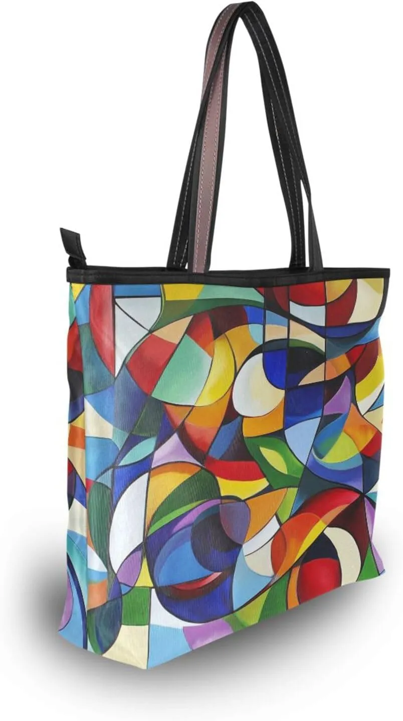 JSTEL Tote Bag for Women with Zipper,Polyester Tote Purse Holiday Tote Bag Work Handbag Women Gift